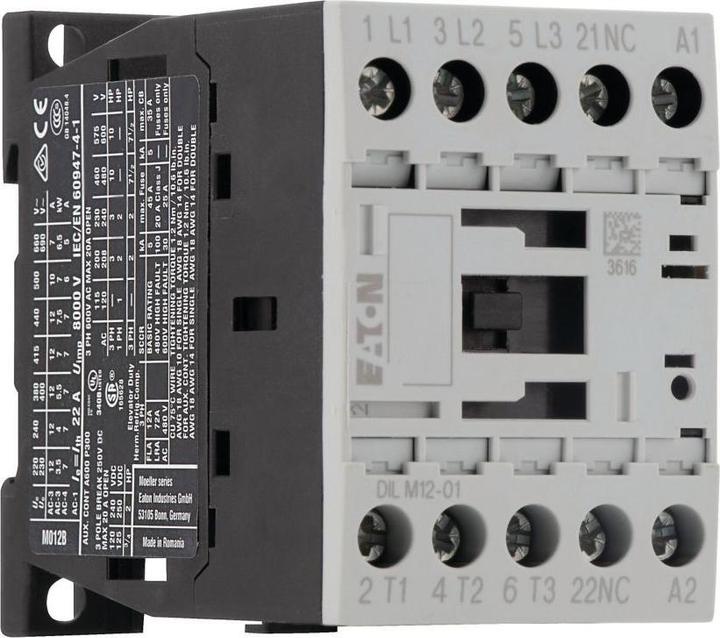 Produktbild Eaton Leistungsschütz DILM12-01 24V50/60HZ 5.5kW/400V AC