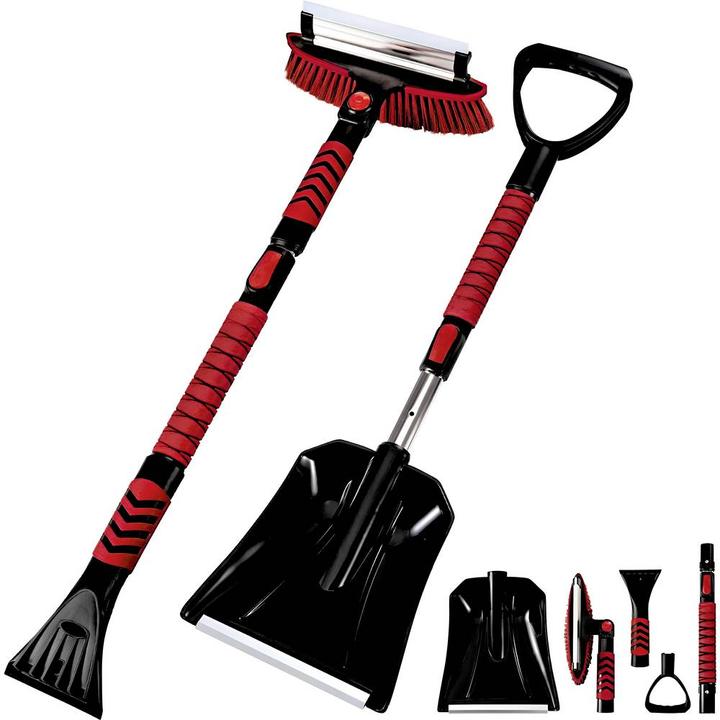 Actual product image IWH Eiskratzer / Schneebesen ausziehbar, mit Schneeschaufel Schwarz, Rot