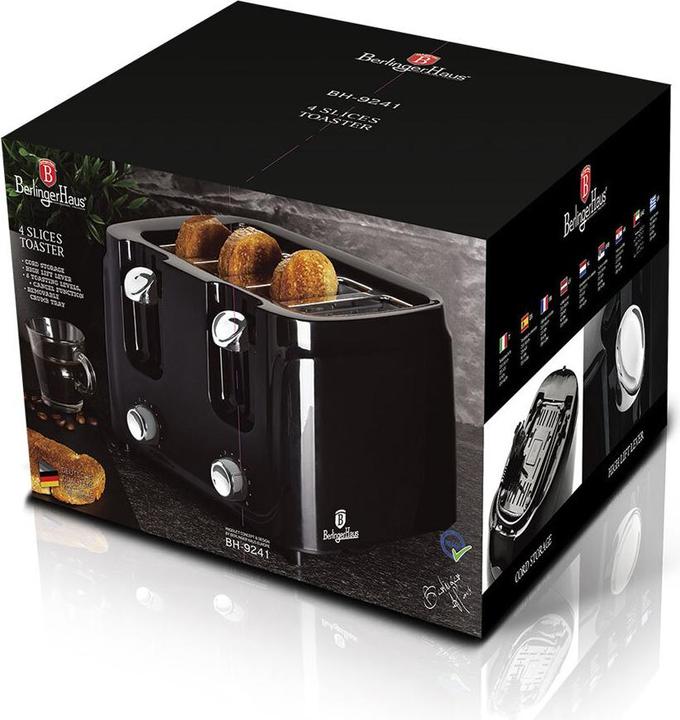 Productafbeelding BerlingerHaus BH9241 Broodrooster, 4 sneetjes Black Silver Collection zwart-zilver