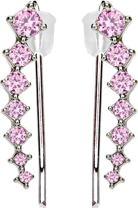 Immagine prodotto Star Piercing Orecchino Ear Climber in argento con quadrati e cristalli rosa