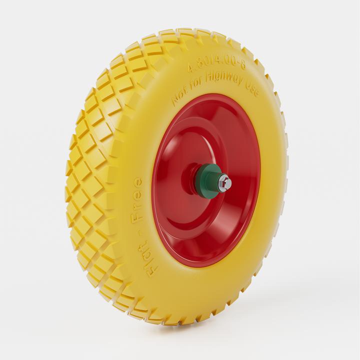 Image du produit Wiltec Roue – Pneu de brouette 4.8/ 4.00-8 avec Axe jaune Increvable Charge jusqu’à 160 kg