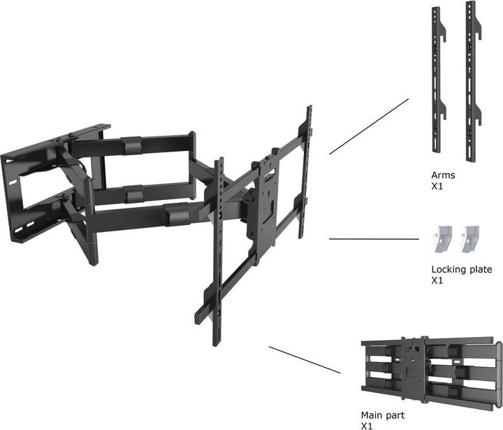 Produktbild Multibrackets Wandhalter 42"-90", schwarz, Metall, max 60 kg