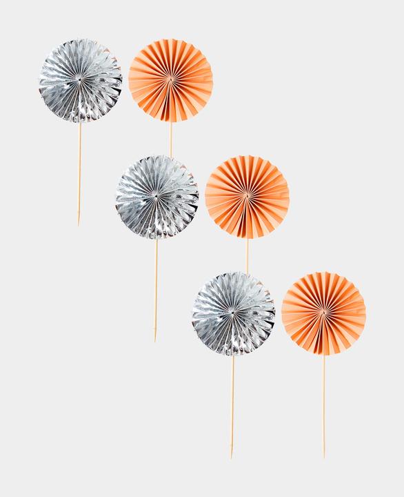 Image du produit I Am Creative Topper pour gâteau, Picker en éventail, saumon/argent, 6 pièces