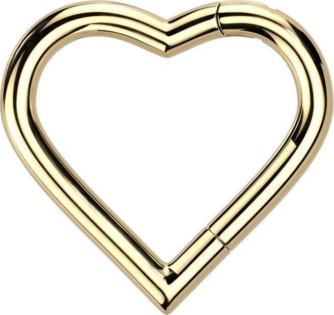 Produktbild Star Piercing Micro Segmentring klappbar vergoldet Herz (ohne Messing, Titan G23)