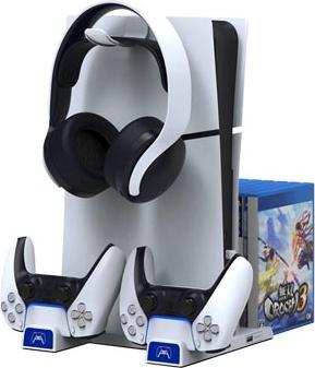 iPega P5S011 Wall Mount Stand for PS5/PS5 Slim with Dual Charger Dock for PS5 Controller (PS5)