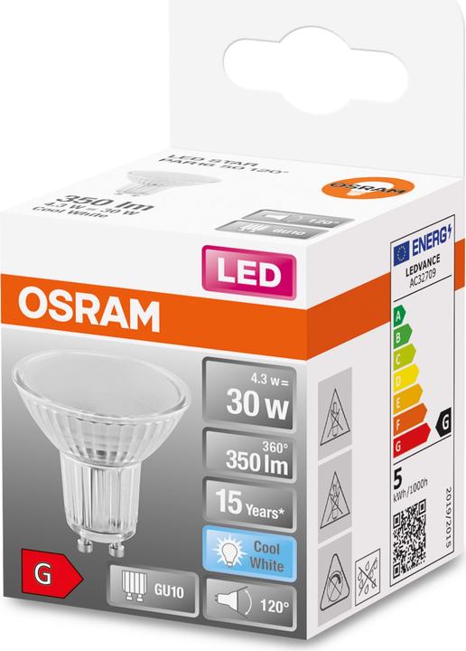 Actual product image Osram LSPAR1650120 4.3W/840 230V GU1010X1OSRAM (GU10, 4.30 W, 350 lm, 1 x, G)
