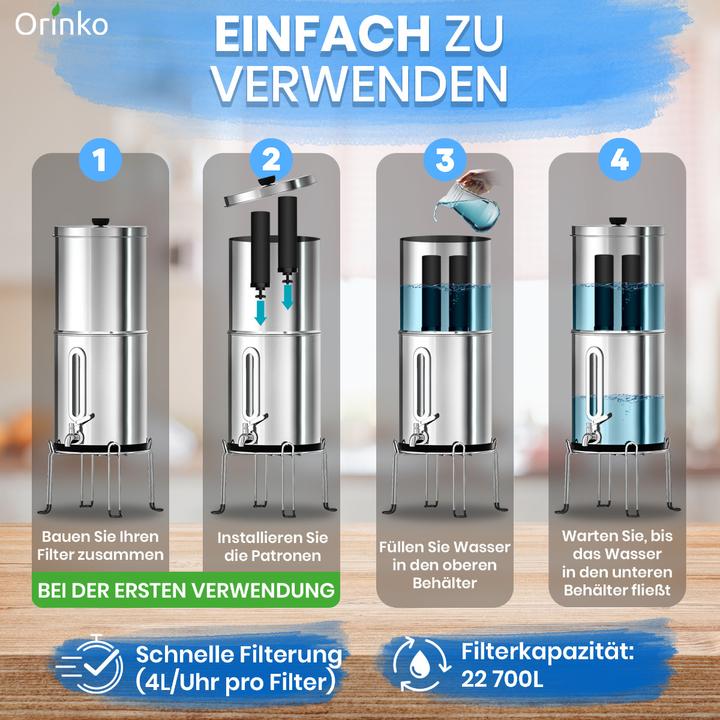 Produktbild Orinko Wasserspender mit Schwerkraftfilter 8.5 Liter inkl. 2 Filter