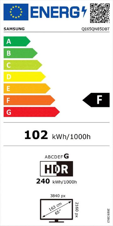 Label énergétique Samsung QE65QN85DBTXXH (65", QN85D, NeoQLED, 4K, 2024)
