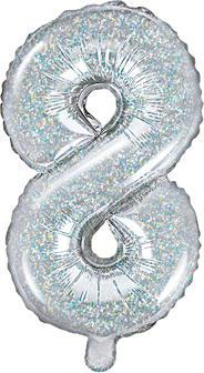 Produktbild Partydeco Foil Balloon Number "8", 35cm, holographic (1 pkt / 1 pc.)