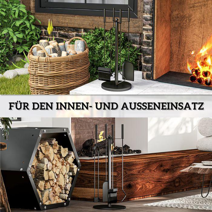 Image du produit Swisshandel24 Kaminwerkzeug-Set, Kaminbesteck, 5-teilig, inkl. Ständer, Metall, Schwarz