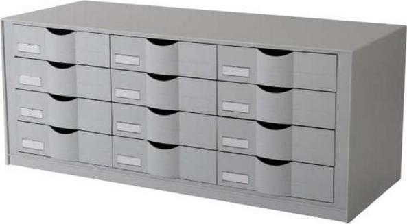 Actual product image Paperflow Drawer element, 12 drawers, gray polystyrene, ready assembled (A4)