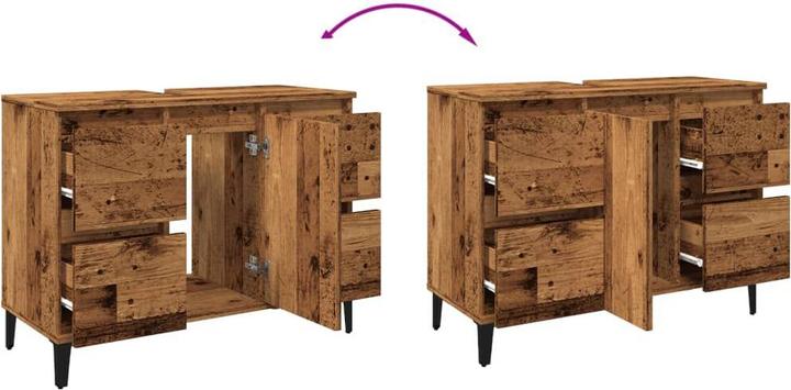 Immagine prodotto VidaXL Waschbeckenunterschrank Unterschrank Badschrank Badmöbel Altholz-Optik (80 x 33 x 60 cm)