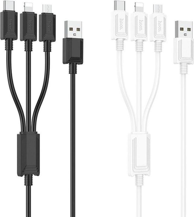 Actual product image Hoco Cable cable 3in1 USB A to Lightning / Micro USB / Type C 2A X76 1 m black (1 m)