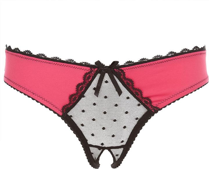 Actual product image René Rofé Frills Slip With Open Crotch - Pink/Black (M/L)