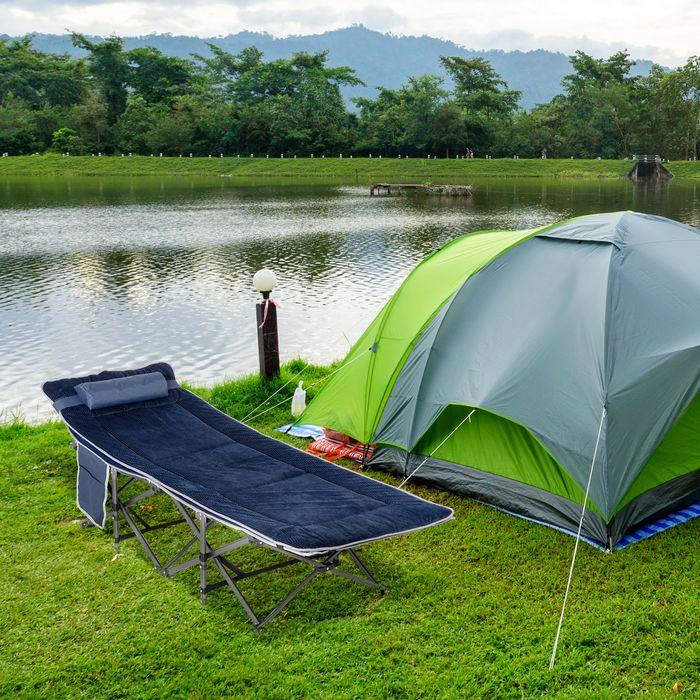 Produktbild Swisshandel24 Campingbett klappbar Feldbett mit Kopfkissen, 188x64.5x53cm, dunkelblau