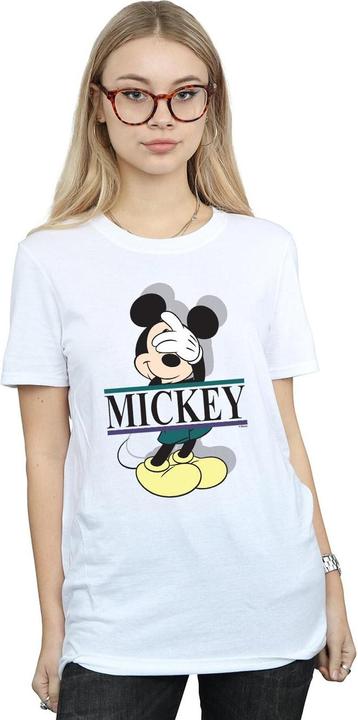Actual product image Disney Womens/Ladies Mickey Mouse Letters Cotton Boyfriend T-Shirt (M)