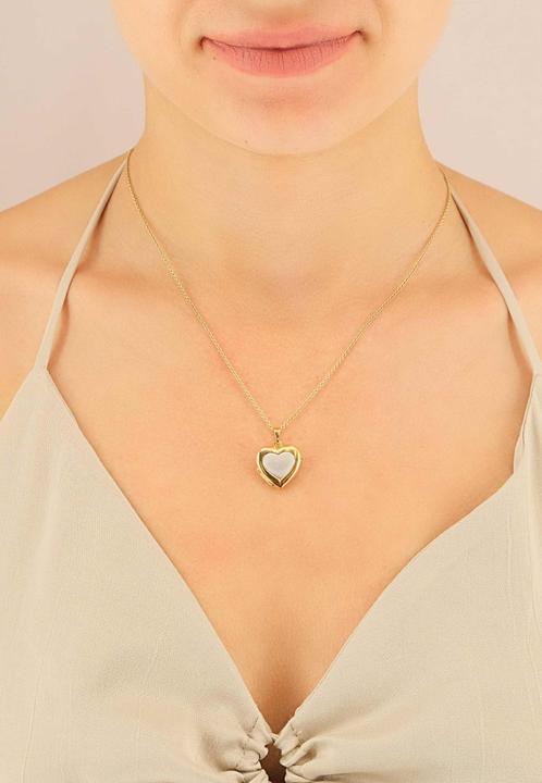 Image du produit Muau Pendant medallion bicolor yellow/white gold 750 heart 23x18mm (750, Or jaune 18 carats, Or blanc)