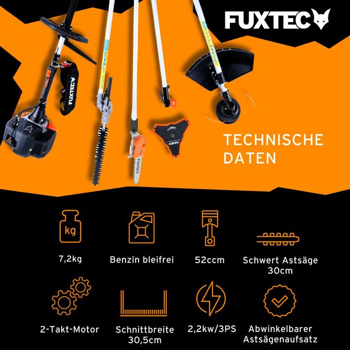 Actual product image Fuxtec FX-MT252ER Multitool 5in1 petrol brushcutter with adjustable high pruner (FX-MT252ER) (Trim line, Plastic knives)