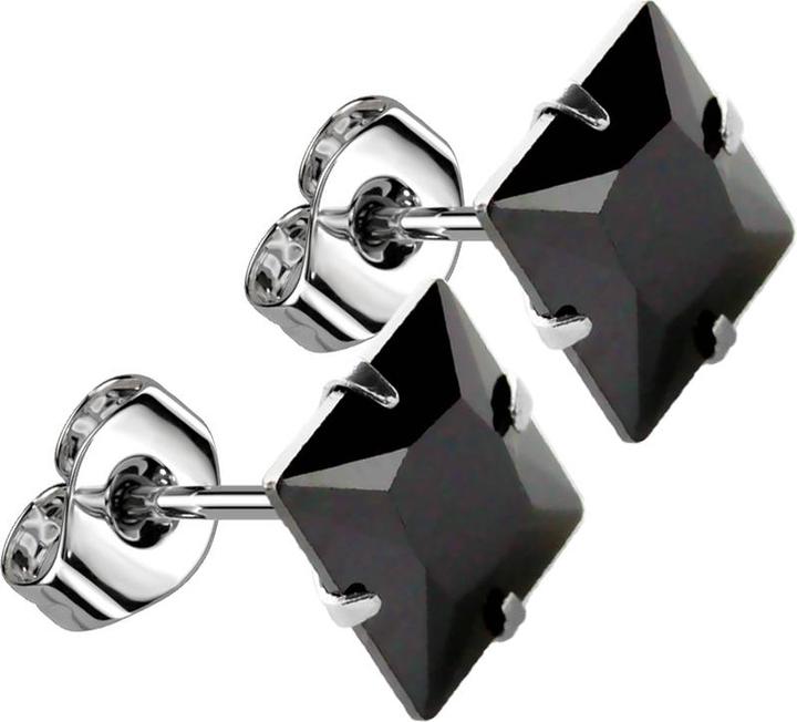 Image du produit Star Piercing Boucles d'oreilles avec cristal carré noir (sans laiton, Acier chirurgical 316L)