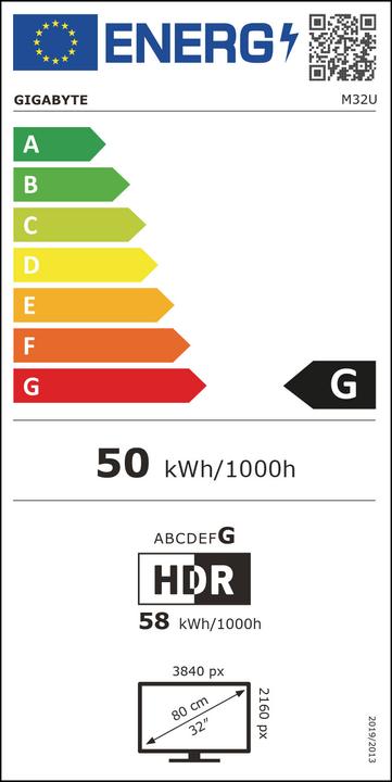Energie-Label Gigabyte M32U-EK (3840 x 2160 Pixel, 32")
