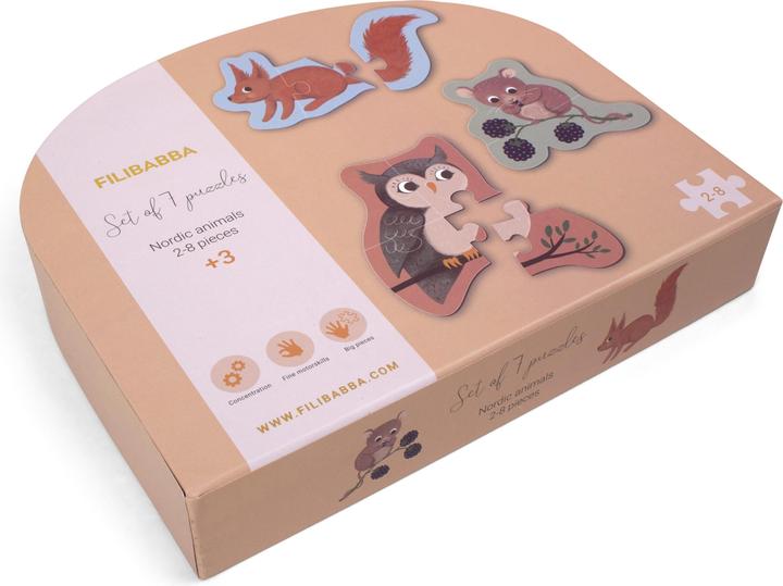 Produktbild Filibabba Set of 7 puzzles - Nordic animals (FI-02178) (30 Teile)