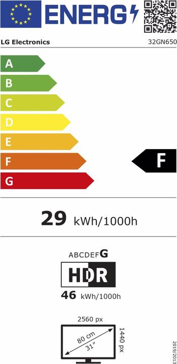 Etichetta energetica LG UltraGear 32GN650-B (2560 x 1440 pixel, 31")