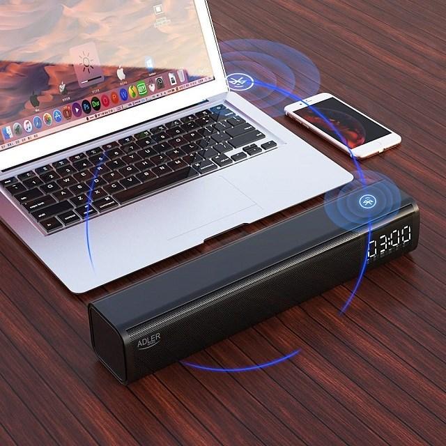 Image du produit Adler AD 1191 Haut-parleur d'horloge, noir (15 h, Fonctionnement sur batterie, Alimentation via port USB)