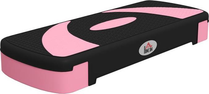 Swisshandel24 Aerobik-Stepper, höhenverstellbar, 80x31x10/15/20cm, bis 150 kg, Schwarz/Rosa/Grau