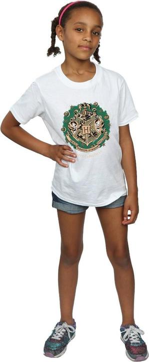 Actual product image Girls Christmas Wreath Cotton T-Shirt (140, 146)