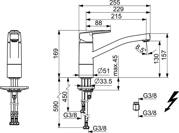 Produktbild Hansa 51591193 EHM Küchenarm., ND HANSAPOLO 5159