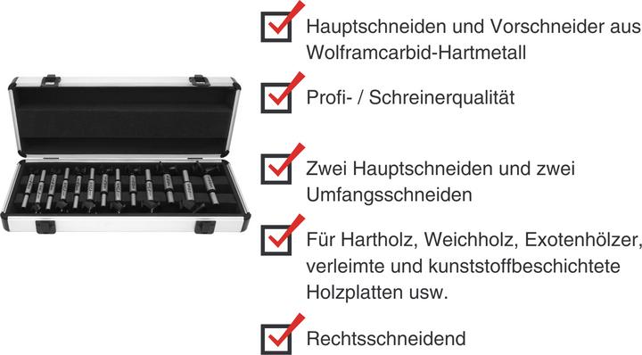 Immagine prodotto Paulimot Kunstbohrer-Set, hartmetallbestückt 13-teilig (15, 16, 18, 20, 22, 25, 26, 28, 30, 40, 45, 50, 35 mm)
