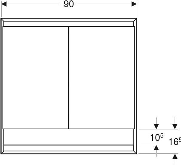 Actual product image Geberit ONE mirror cabinet with ComfortLight, 2 doors, flush mounting, with niche, 90x90x15cm, 505.8 (90 x 90 x 15 cm)