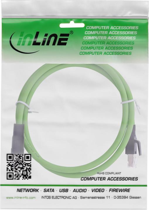 Produktbild InLine Industrie Netzwerkkabel, M12 8-pin X-kodiert Stecker zu RJ45 Stecker, Cat.6A PUR, 5m (SF/UTP, CAT6, 5 m)