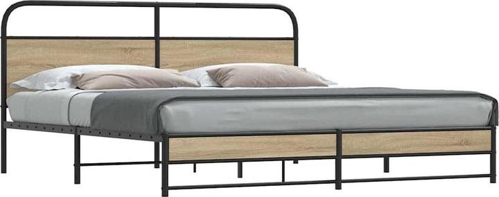 Produktbild VidaXL Metallbett ohne Matratze Räuchereiche 200x200 cm (200 x 200 cm)