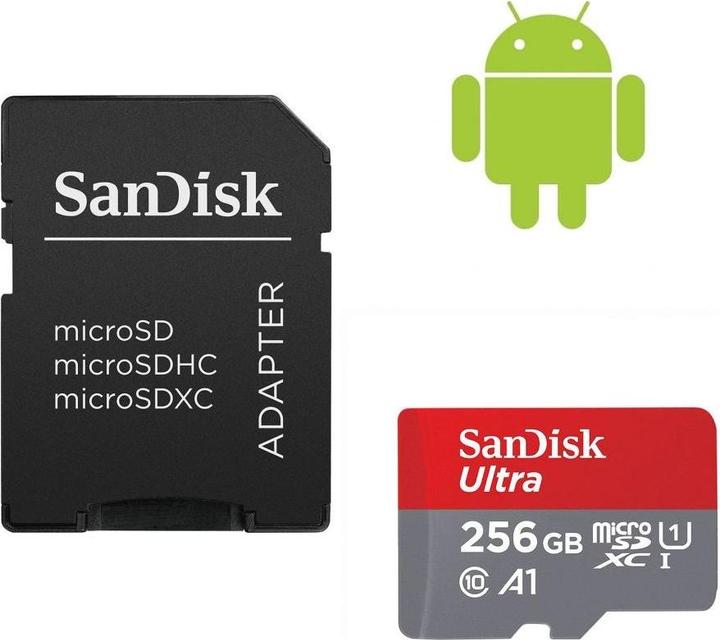 Actual product image SanDisk Ultra mit Adapter (256 GB, microSDXC, U1, UHS-I)