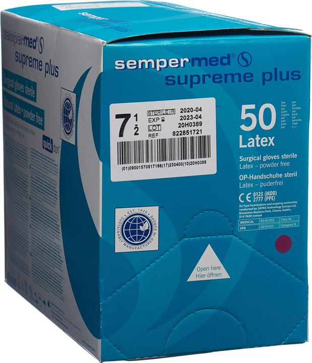 Produktbild Sempermed Supreme Plus OP Handschuhe 7.5 steril 50 Paar (7.5)
