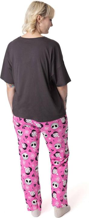 Actual product image The Nightmare Before Christmas Womens/Ladies Jack and Sally Short-Sleeved Long Pyjama Set (M)