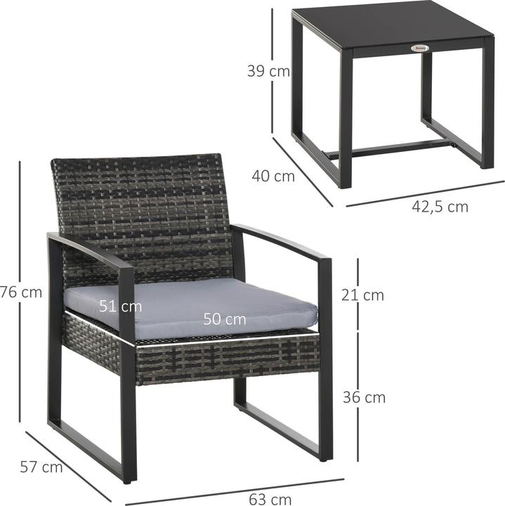 Immagine prodotto Outsunny Gruppo di sedute in polyrattan come set da 5 pezzi