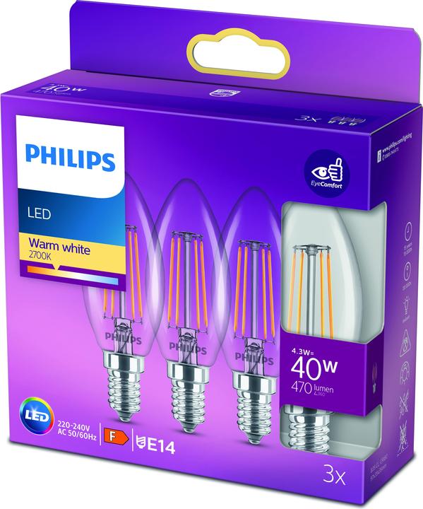 Produktbild Philips Lampe (E14, 4.30 W, 470 lm, 3 x, F)