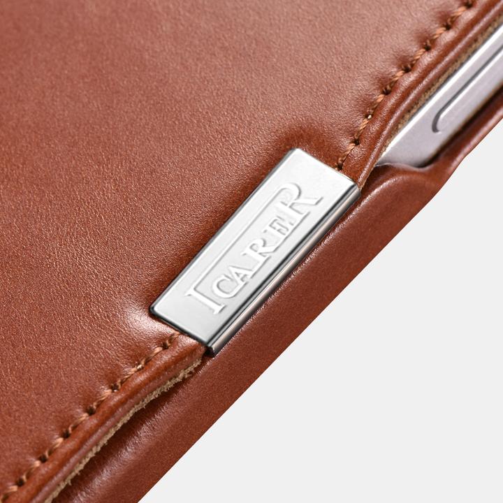 Image du produit iCarer iPhone 15 - étui à rabat en cuir vintage marron WMI15230613 (Apple iPhone 15)
