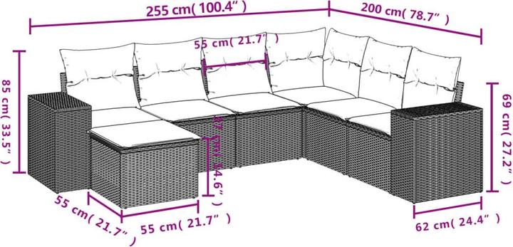Actual product image VidaXL Garden furniture Sofa set Garden set 7-piece garden set Brown