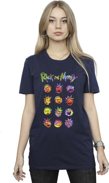 Actual product image Rick And Morty Womens/Ladies Tie Dye Faces Cotton Boyfriend T-Shirt (M)