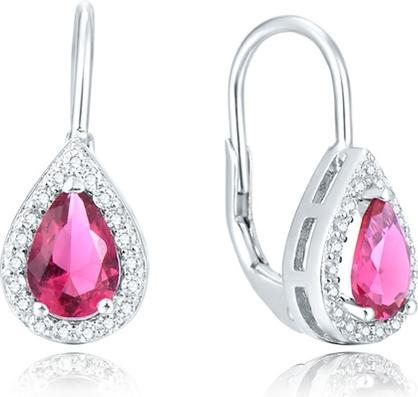 Actual product image Beneto Silver earrings with pink zircons AGUC2227
