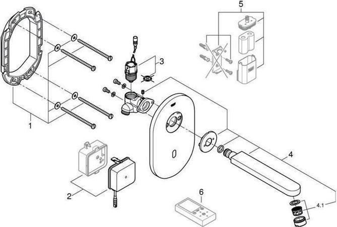 Image du produit Grohe Électronique infrarouge Eurosmart CE pour robinetterie murale de lavabo sans mélangeur