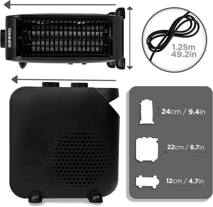 Actual product image Duronic Energiesparender Heizlüfter HV21 mit Überhitzungsschutz (2000 W)