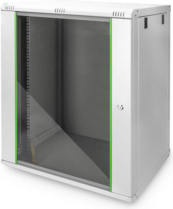 Digitus 48,3cm 19inch wall cabinet 16HE SoHoline RAL7035 grey H816mmxW600mmxD450mm with glass door (16 RU, 19 inch rack)