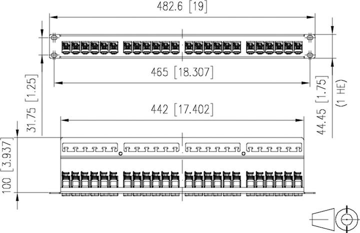 Actual product image Metz Connect BTR E-DAT modul 24x8(8) patch panel Cat.6 1U stainless steel module rack with 24 individually