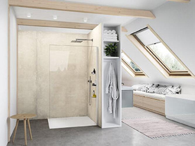 Actual product image Hüppe Select+ side panel, single, crossbar, 8mm glass thickness, width 750mm (211 cm, 75 cm, 11 cm)