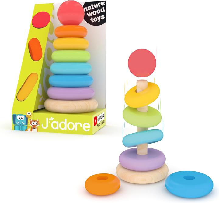 Immagine prodotto J'adore Impilatore di anelli in legno arcobaleno