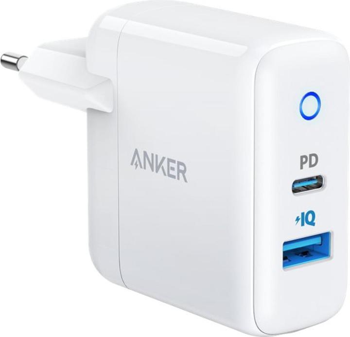 Actual product image Anker PowerPort PD+ 2 1xC 20W 1xA 15W White EU Plug (35 W)